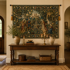 Vintage European Botanical Medieval Tapestry