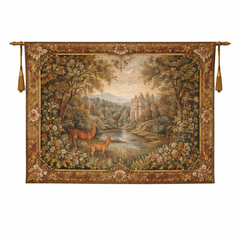 Handmade European-Style Deer & Castle Tapestry