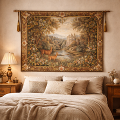 Handmade European-Style Deer & Castle Tapestry
