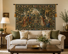Vintage European Botanical Medieval Tapestry