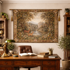 Handmade European-Style Deer & Castle Tapestry