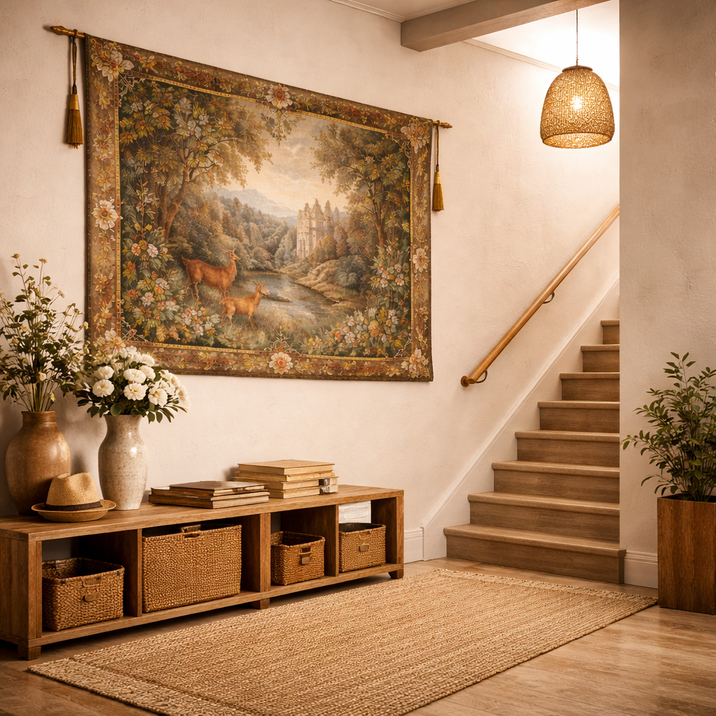 Handmade European-Style Deer & Castle Tapestry