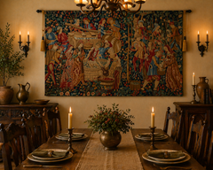 Vintage European Harvest Scene Tapestry