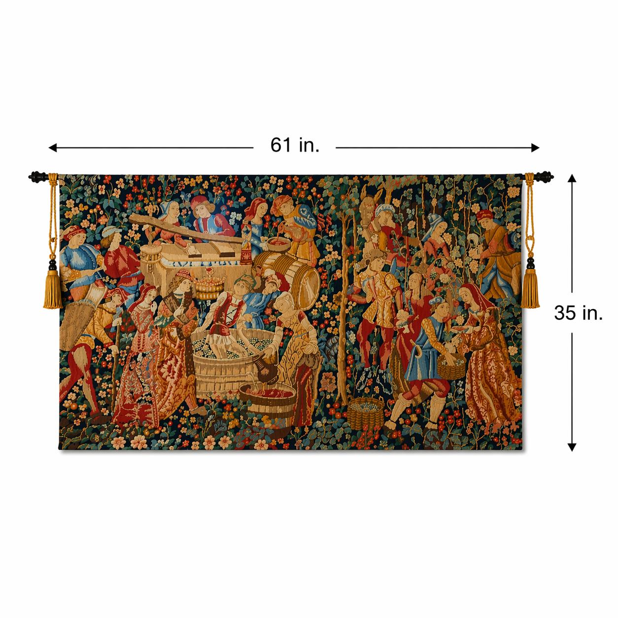 Vintage European Harvest Scene Tapestry